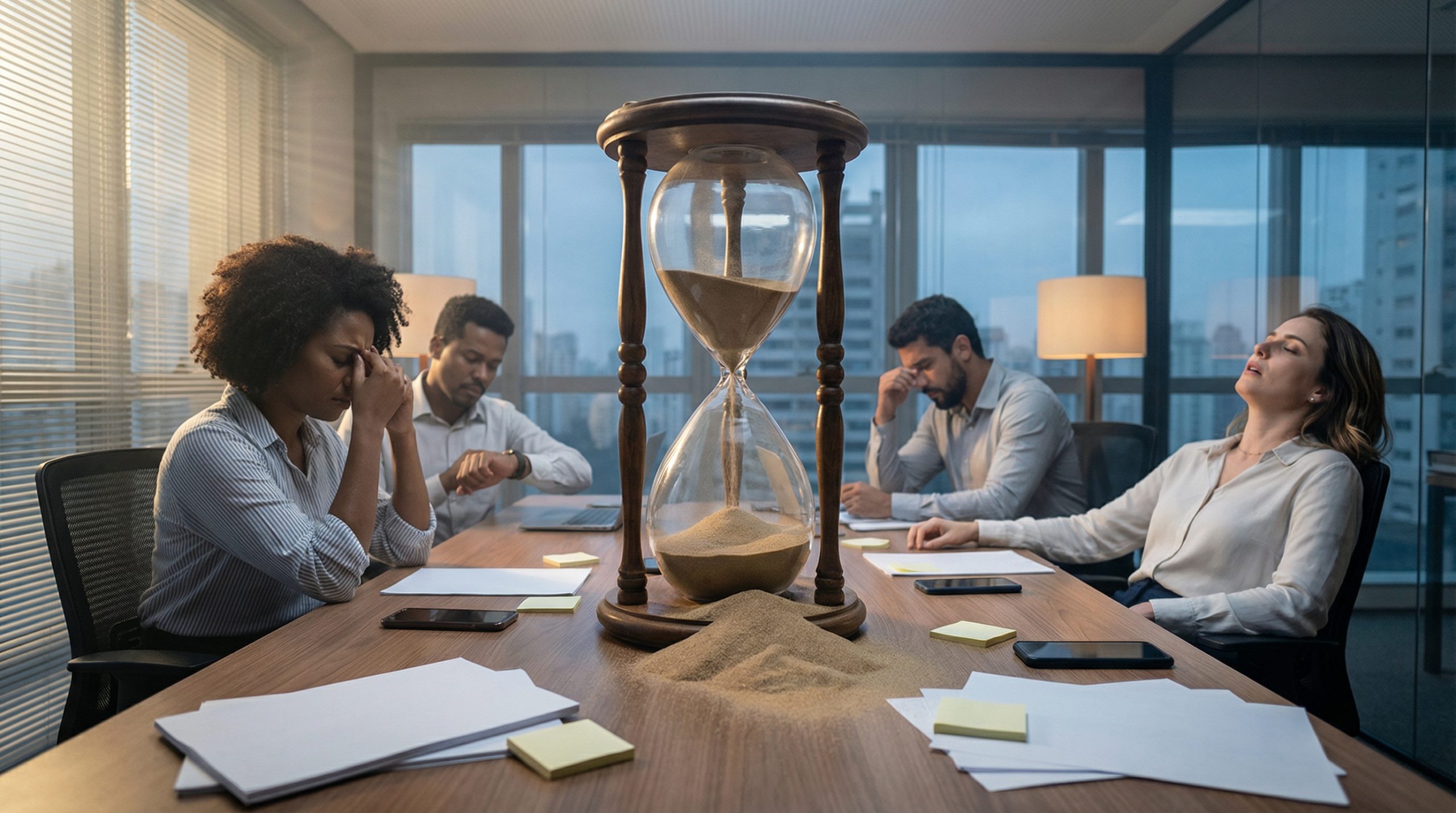 Reuniões e Comunicação (sem pauta) drenam tempo